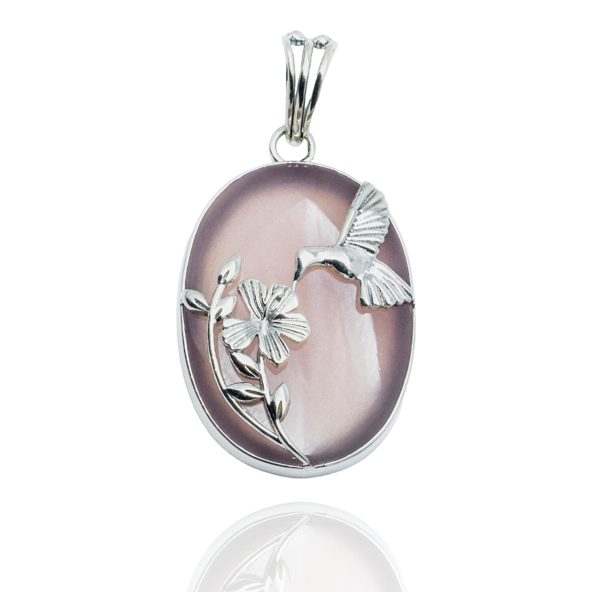 

Dainty Bird Pendant, 925 Silver Bird Charm, Pink Chalcedony Gemstone Pendant, Pink Stone pendant, Christmas gift for mom рожевий