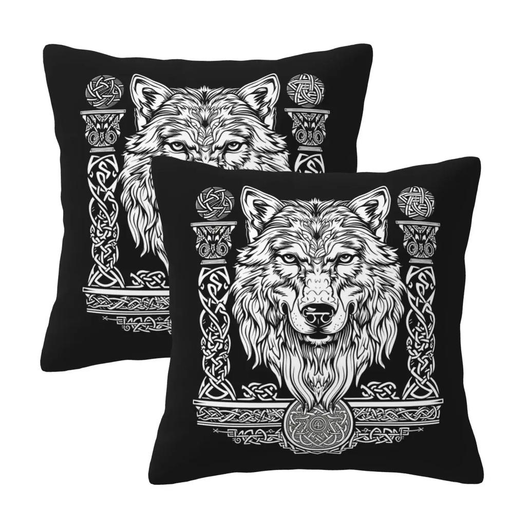 Norse Nordic Viking Celtic 2 Pcs Square Pillowcase Pillow Cover Cushion Zip Decorative Comfort Throw Pillow For Home Car