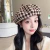 Autumn Winter British Style Check Beret Fashion Pumpkin Hat Casual Painter Hat