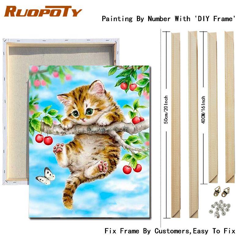 

Ruopoty DIY рамка Diy картины по номерам животные акриловая настенная живопись картина по номерам холст для украшения дома искусство