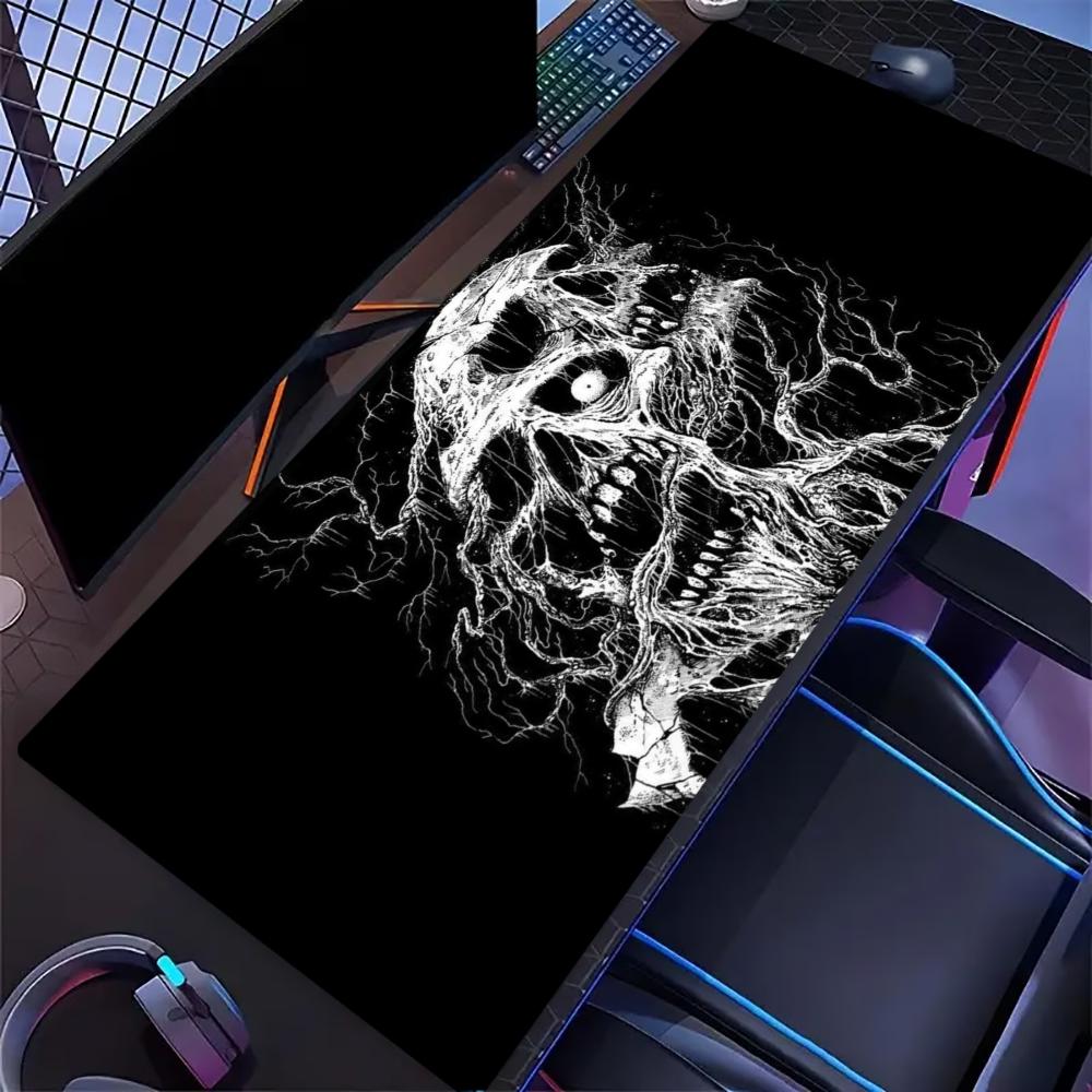 Black Horror Skull Monster Large Extended Gaming Mouse Pad Non Slip Desk Mat Creepy Skeleton Creature Art Keyboard Mouse Pad