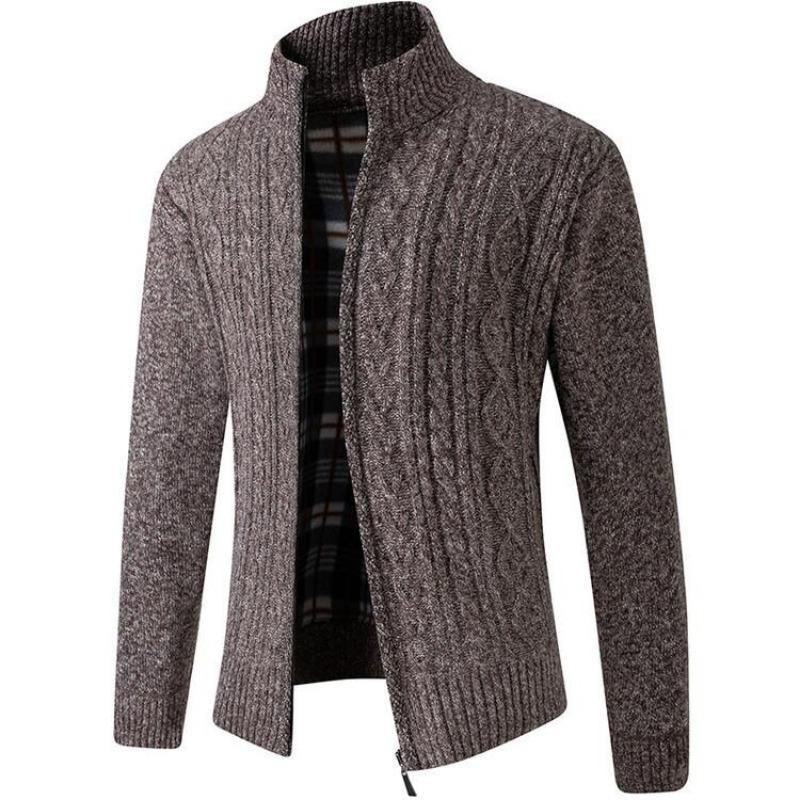 Men's Thick Knit Stand Collar Cardigan