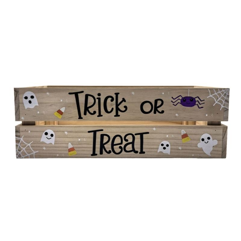Natural Wood Candy Storage Box for Halloween Parties Durable Handcrafted Home Organization