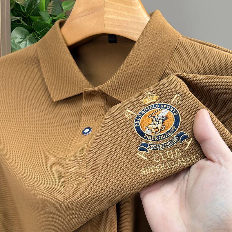 Summer Lapel Short Sleeved T-shirt POLO Shirt Men's Embroidered Short Business Middle-aged Tops