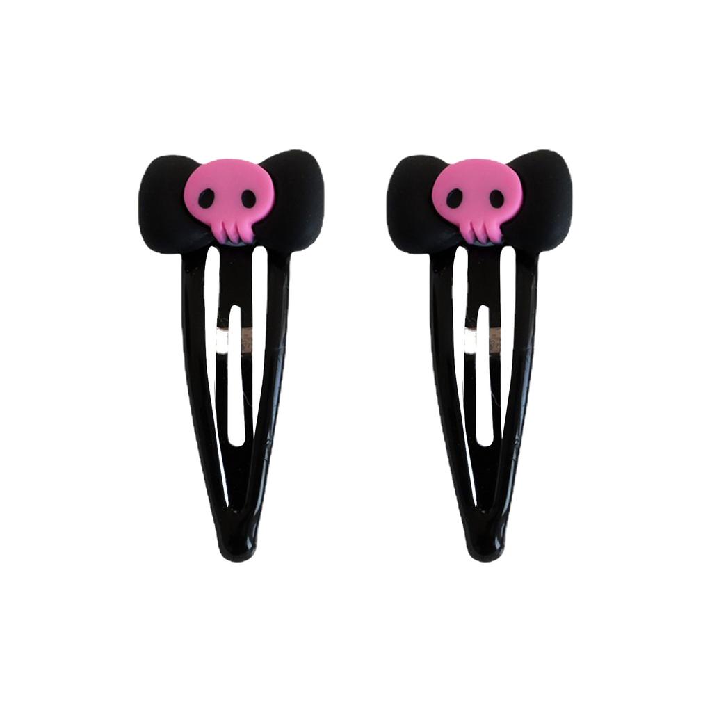 1/5/10pcs Cartoon Hair Clips For Women Gothic Style Pink Skull Bow BB Clip 2025 Halloween Party Decoration Clip Hair Accessories