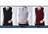Autumn 2024 Men's V-Neck Loose Knit Wool Vest – Solid Sleeveless Style