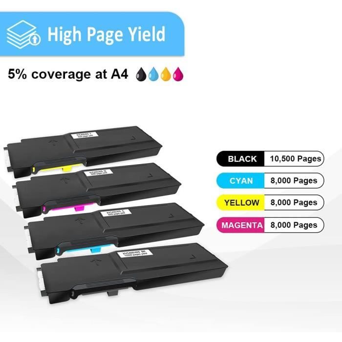 Cartouches de Toner - XEROX - VersaLink C400 C405 - Noir, Cyan, Magenta, Jaune - 4 Packs - 10500 Pages