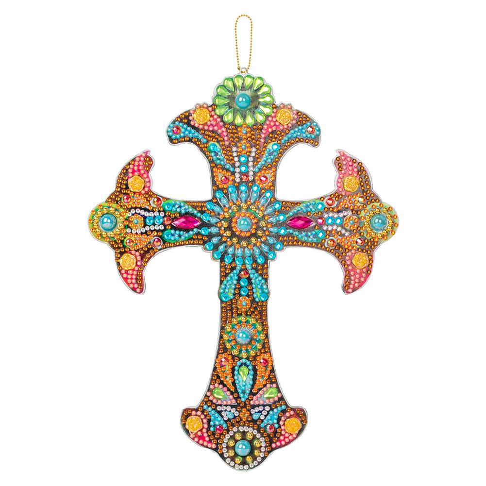 

DIY Diamond Painting Cross Pendant Acrylic Art Mosaic Kit Rhinestone Hanging Wall Ornaments Home Decorations Gifts One-sided Dri