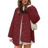 Otoño Invierno Nuevo Abrigo de Algodón Acolchado de Color Sólido con Cuello Redondo Holgado para Mujer, Ropa de Abrigo Casual Estilo Europeo Americano para Mujer