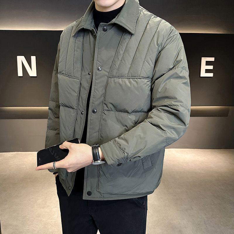 

Men s 2025 Lightweight Korean Style Down Jacket - High-End Lapel Winter Outerwear 3XL 160-180 lbs армія зелений колір