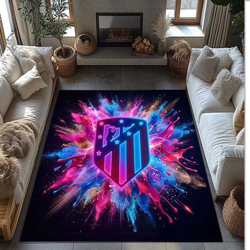 Atletico Madrid Printed Flannel Area Rug Non Slip Soft Polyester Floor Carpet Indoor Decor Mat for Bedroom Living Room Sofa Game Room Home Decoration