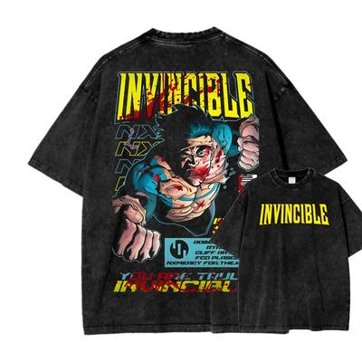 Klasické Superhrdinské Anime Invincible Unisex Grafický Potisk Tričko Unisex Dámské Měkké Retro Prané Bavlněné Tričko Nová Móda Nadrozměrný Vršek