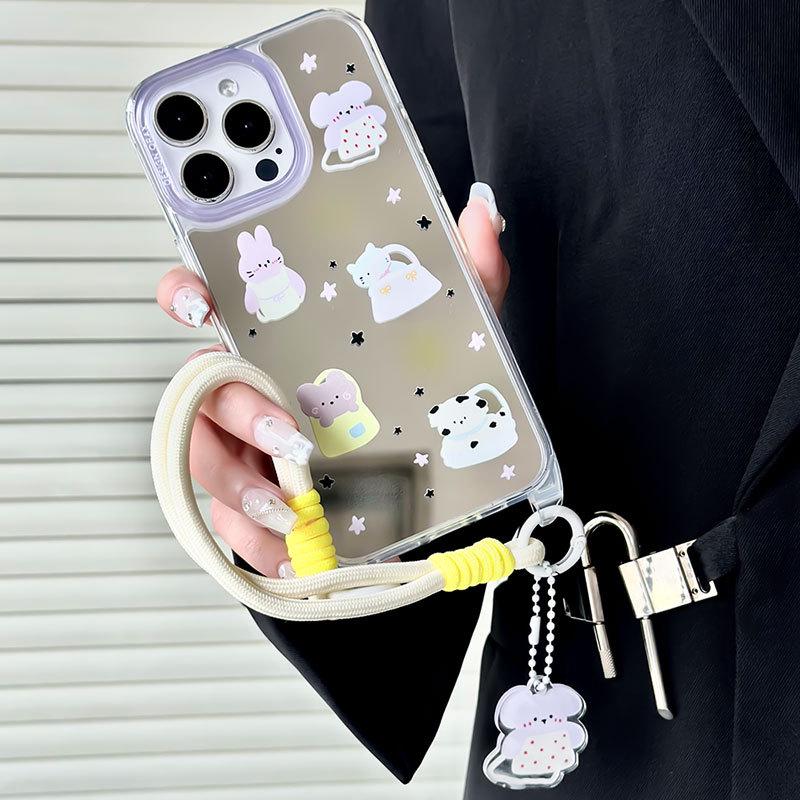 Zhitai iPhone Case: Summer Cartoon Mirror Lanyard Case for 16 Pro Max & 15 Pro, Compatible with Apple 14.
