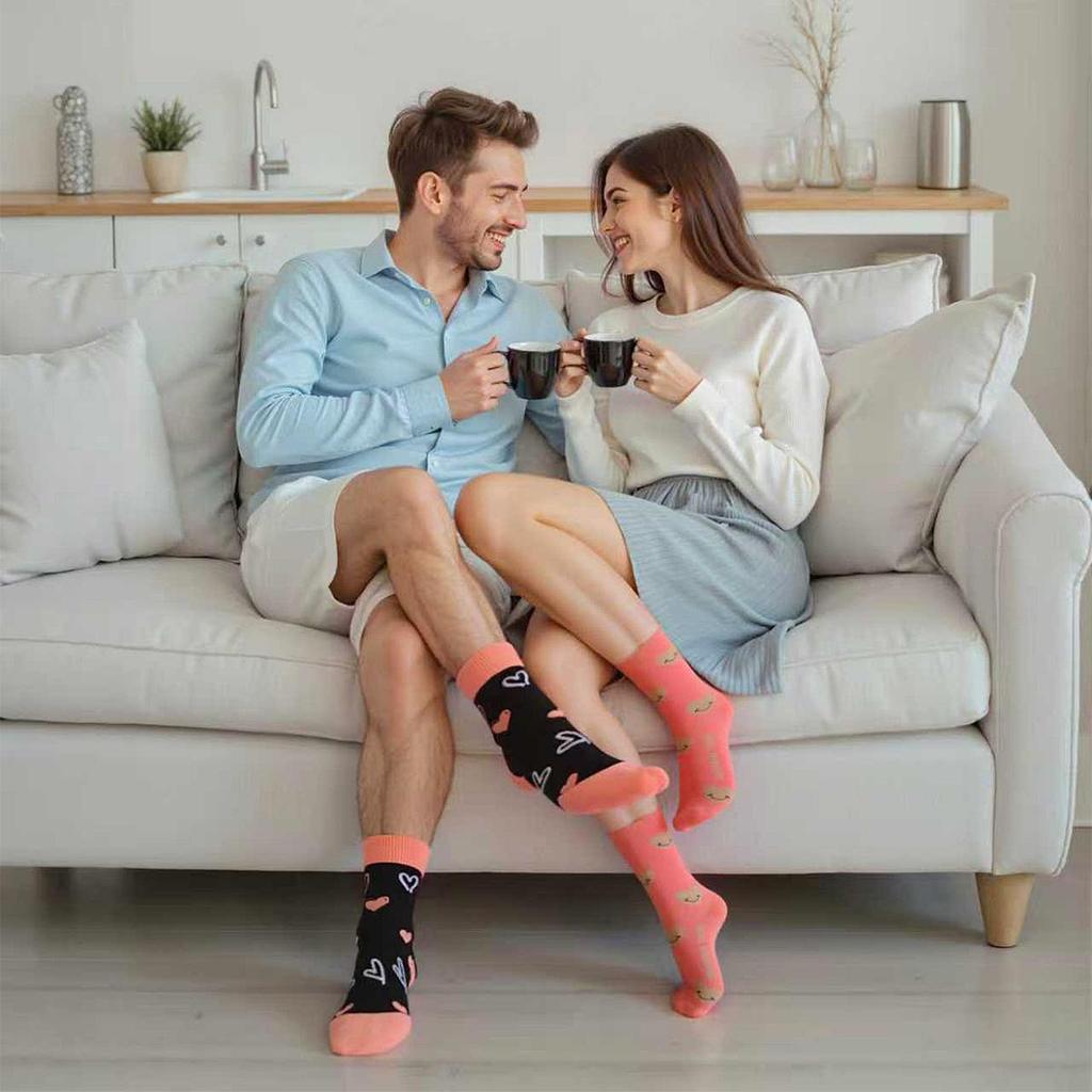 New Valentine's Day Series: Mid-Calf Cotton Socks - Sweat-Absorbent & Odor-Resistant, One Size, Unisex.