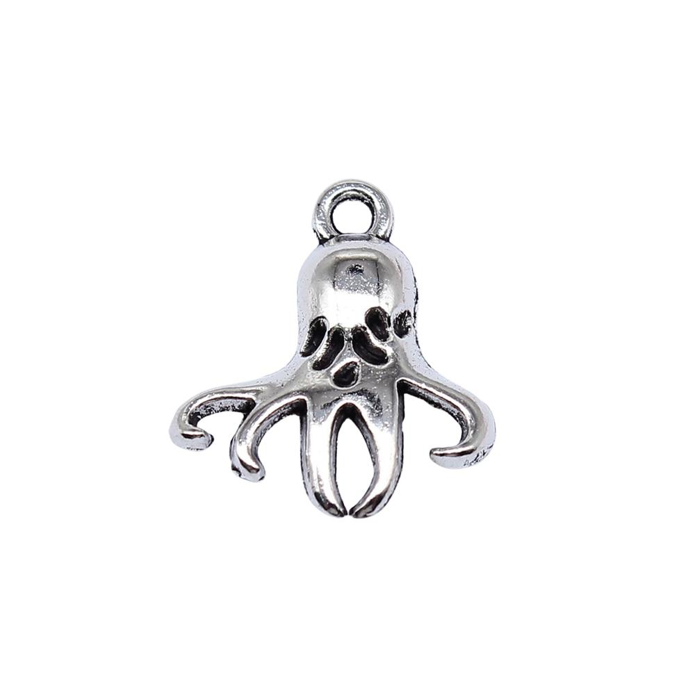 

20шт Осьминог Амулеты Амулеты Античное серебро Цвет Цинковый сплав 18X16mm
