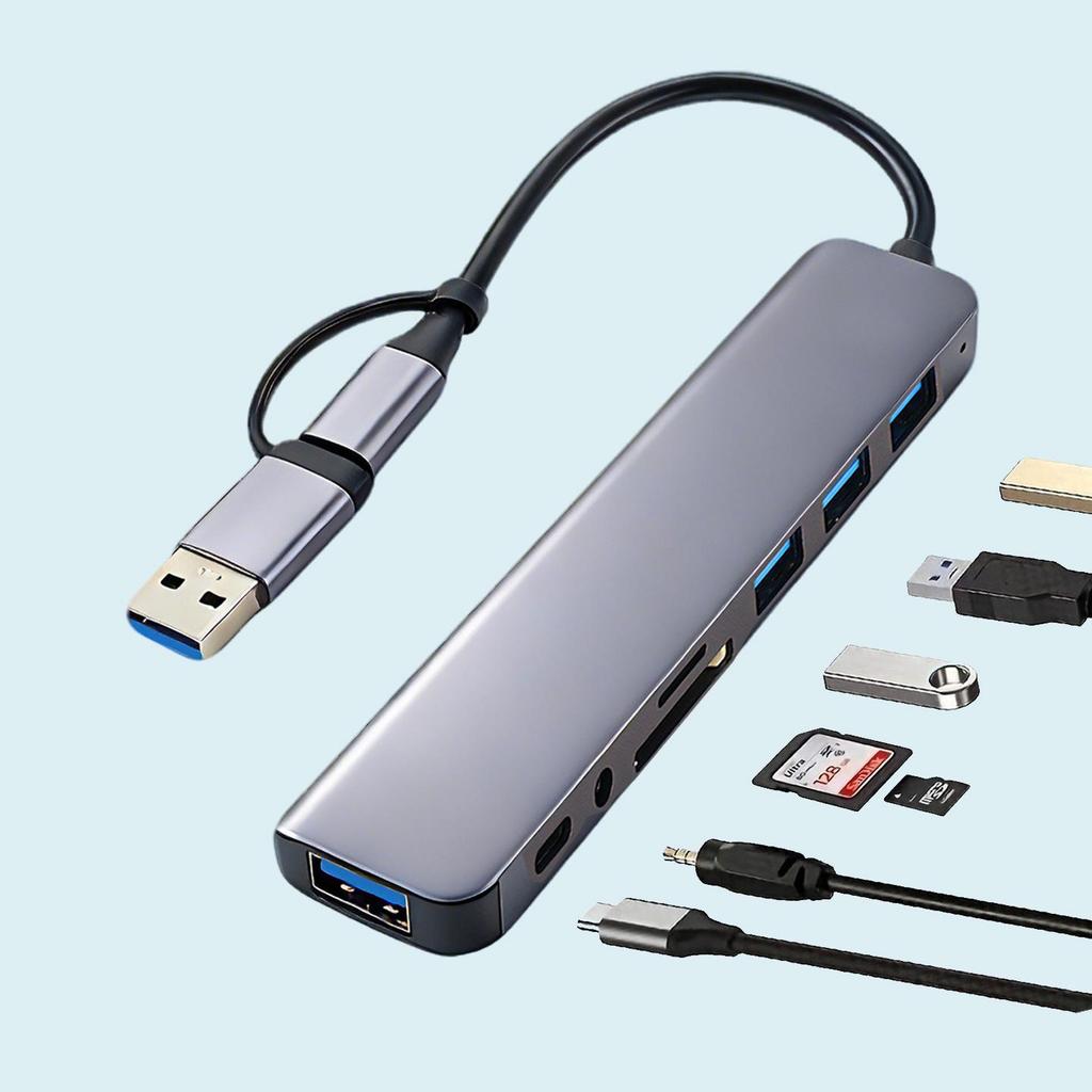 8-in-1 High-Speed USB Splitter & Audio Hub Dual-Head Multi-function Docking Station