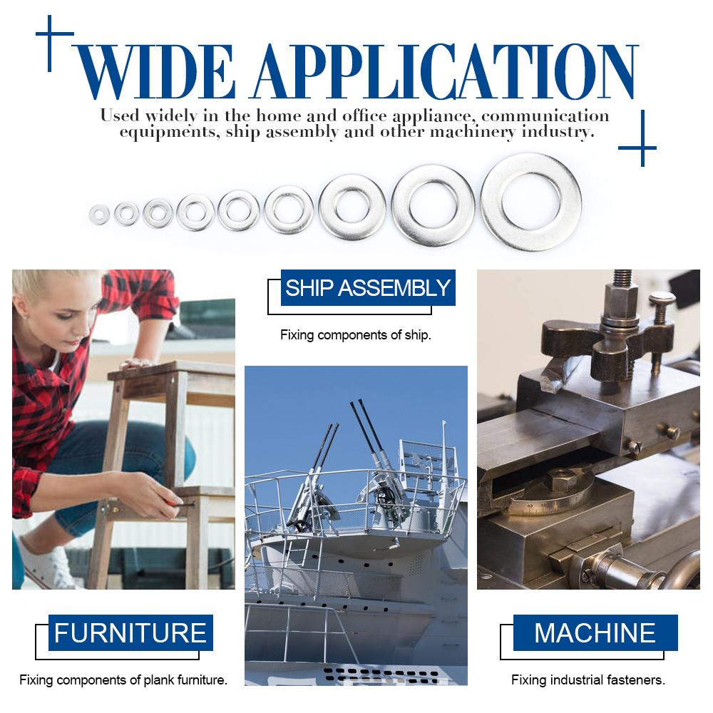 1-100pcs Flat Washer M2 M2.5 M3 M4 M5 M6 M8 M10 M12 M14 M16 M18 M20 M22 M27 Stainless Steel Washers Plain Washer Gaskets DIN125