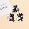 Cute Black Cat Enamel Pins Use It Brain Camera Guitar Cool Band Kitten Cartoon Animal Brooches Lapel Badge Jewelry Gifts