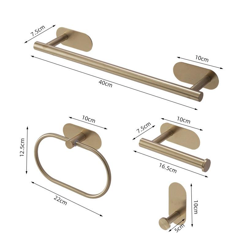 Stainless Steel No-Drill Towel Ring Holder Set Bathroom Wall Mount 4/5/7 Piece Kit In Black Gold