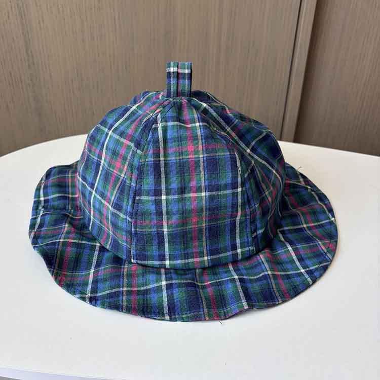 Spring and Summer Retro Plaid Small Brim Bucket Hat Women's Small Fresh Washbasin Hat Outdoor Sun Protection Hat