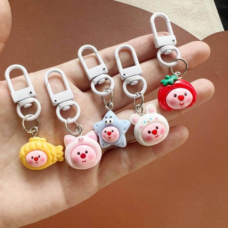 Cute Resin Keychain Loopy Keychain Resin Cartoon Doll Pendant Cute Accessories Perfect Gift for Woman Girls Children