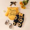 Baby Girl Autumn Romper Set: Long-Sleeved Letter Romper, Bow Flower Pants, Headband - Three-Piece Outfit 2024