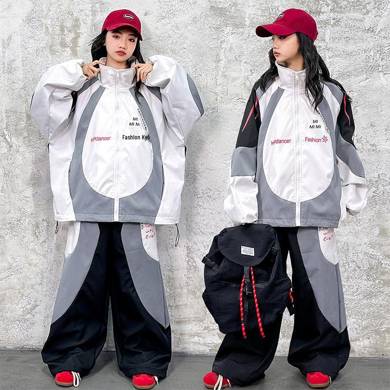 Hip-Hop Performance Outfit für Kinder - Herbst/Winter Sportset, Coole Street Dance Uniform für Jungen & Mädchen