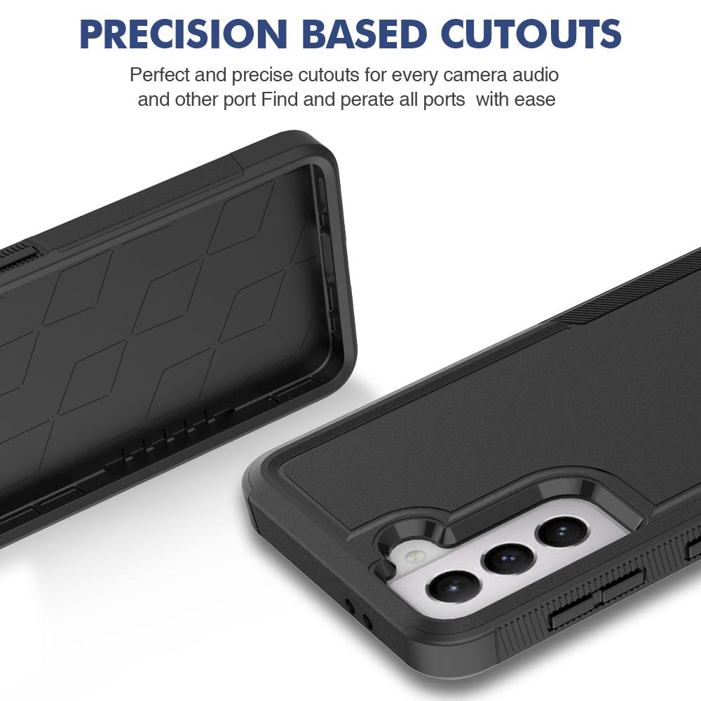 

For Samsung Galaxy S21 5G/S21 4G Case 2-in-1 PC+TPU Shockproof Phone Cover Dark Green