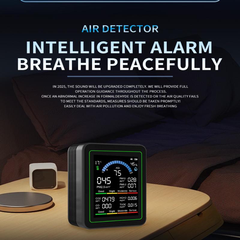 10-i-1 CO2 Luftkvalitetsdetektor PM0.3 PM1.0 PM2.5 PM10 HCHO TVOC Tester Temperatur- og Fugtighedsmåler Kuldioxidmonitor