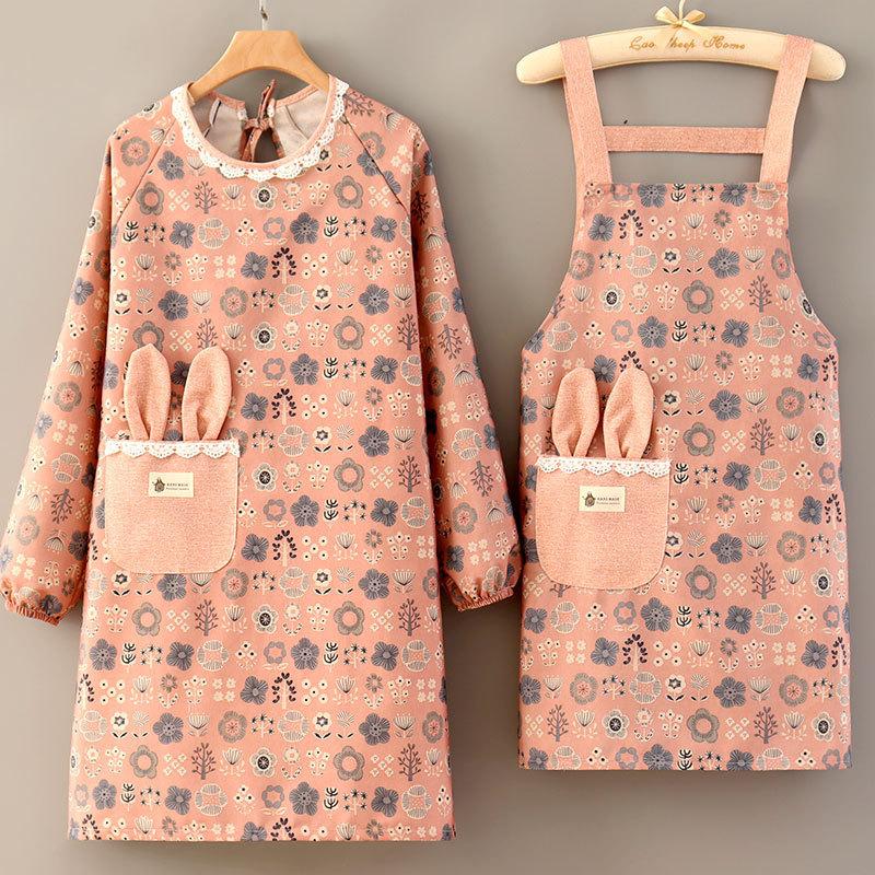 Canvas Long Sleeve Apron With Straps Oil Proof Wear Resistant Breathable Kitchen Fashion Home Work Uniform Waist Apron