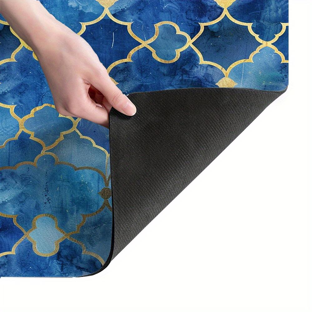 1 ks Gumová sušicí podložka s retro marockým modrým zlatým potiskem pro kavárnu, kuchyňský koberec, prostírání na stůl, odolná diatomová hlinka, podložka na stůl, podložka pro domácí mazlíčky, kávové nádobí