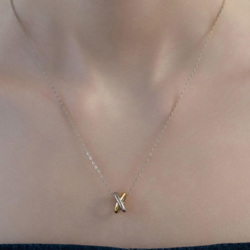 TATIANA (925 Silver) Intersect Point Pendant Necklace NZ2472