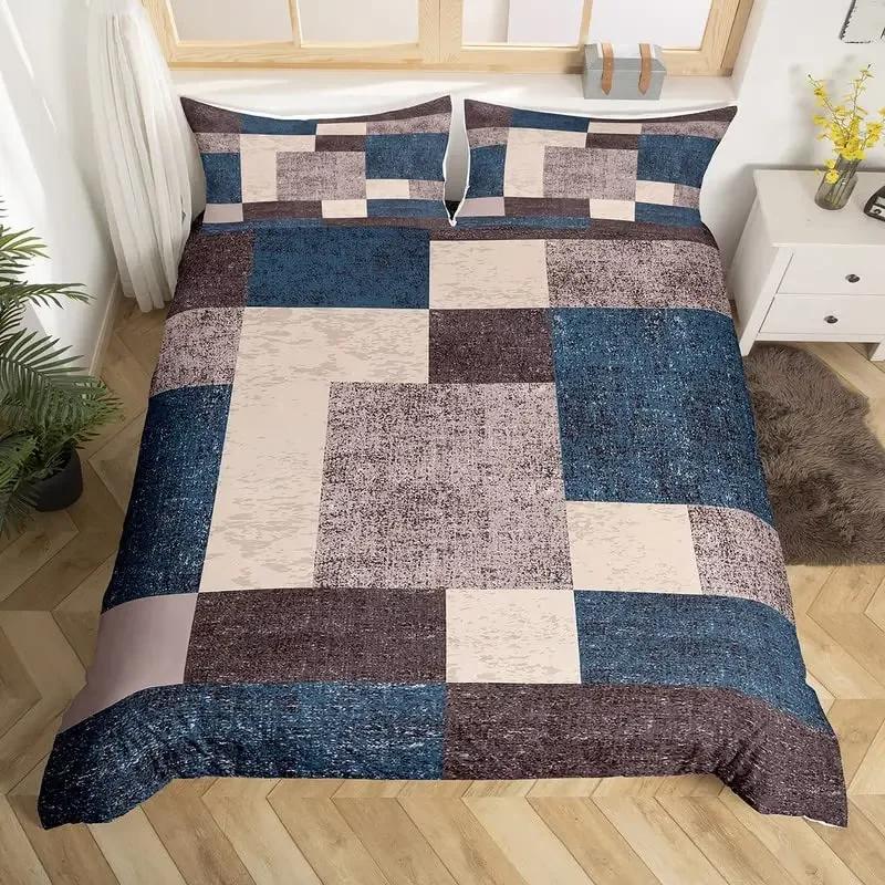 Comforter Geometric Single King Buffalo Check Comforter Modern Art Plaid Bedding Set Microfiber Geometry
