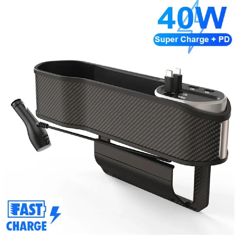 

Car Seat Gap Storage Organizer With Wireless Charging For Iphone And Android