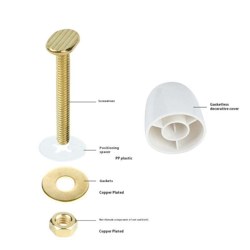 Robustes Toilettenschüssel-Schraubenset mit selbstsichernder Mutter und dekorativen ABS-Kappen für eine sichere Badezimmerbodenmontage