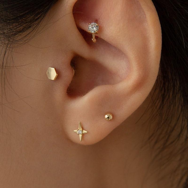 LUNNE 14k Star-Cubic Piercing (14K Gold) #W05