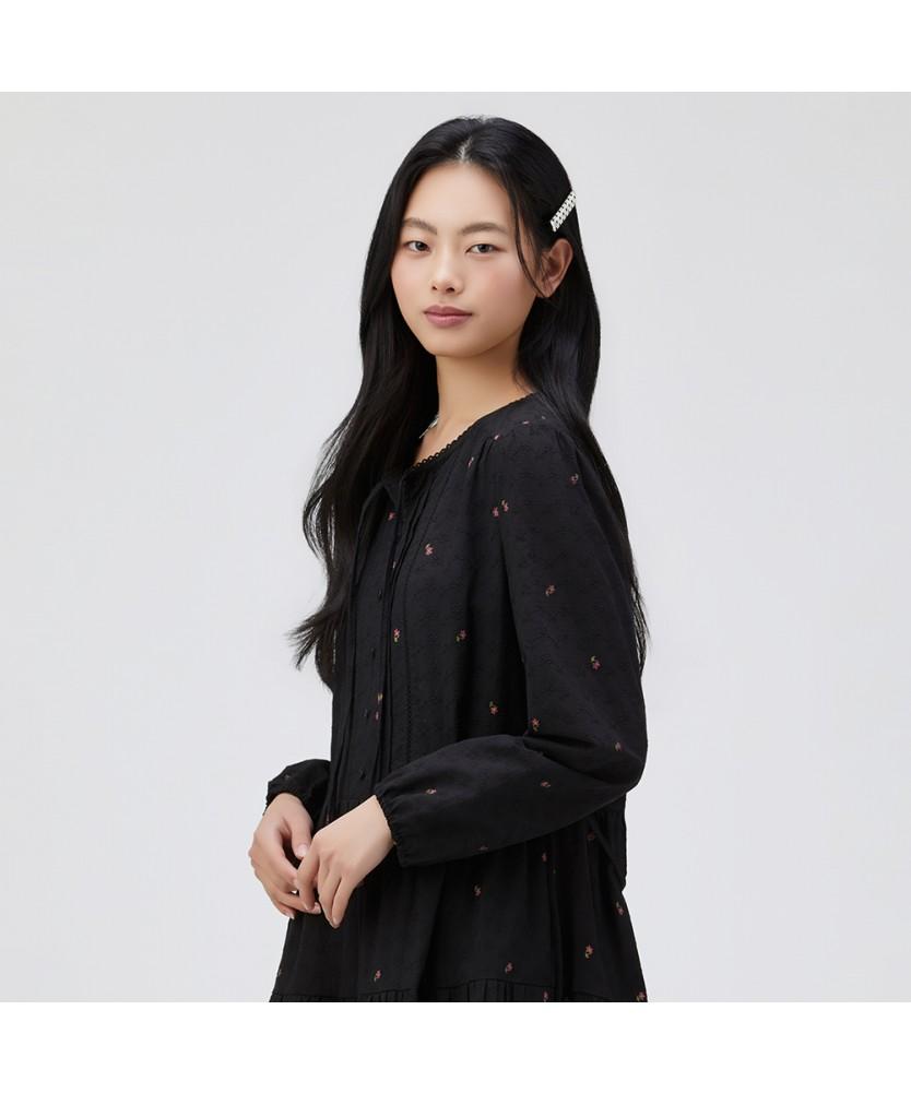 THURSDAY ISLAND Flower Print Eyelet Dress_T262Mop132W