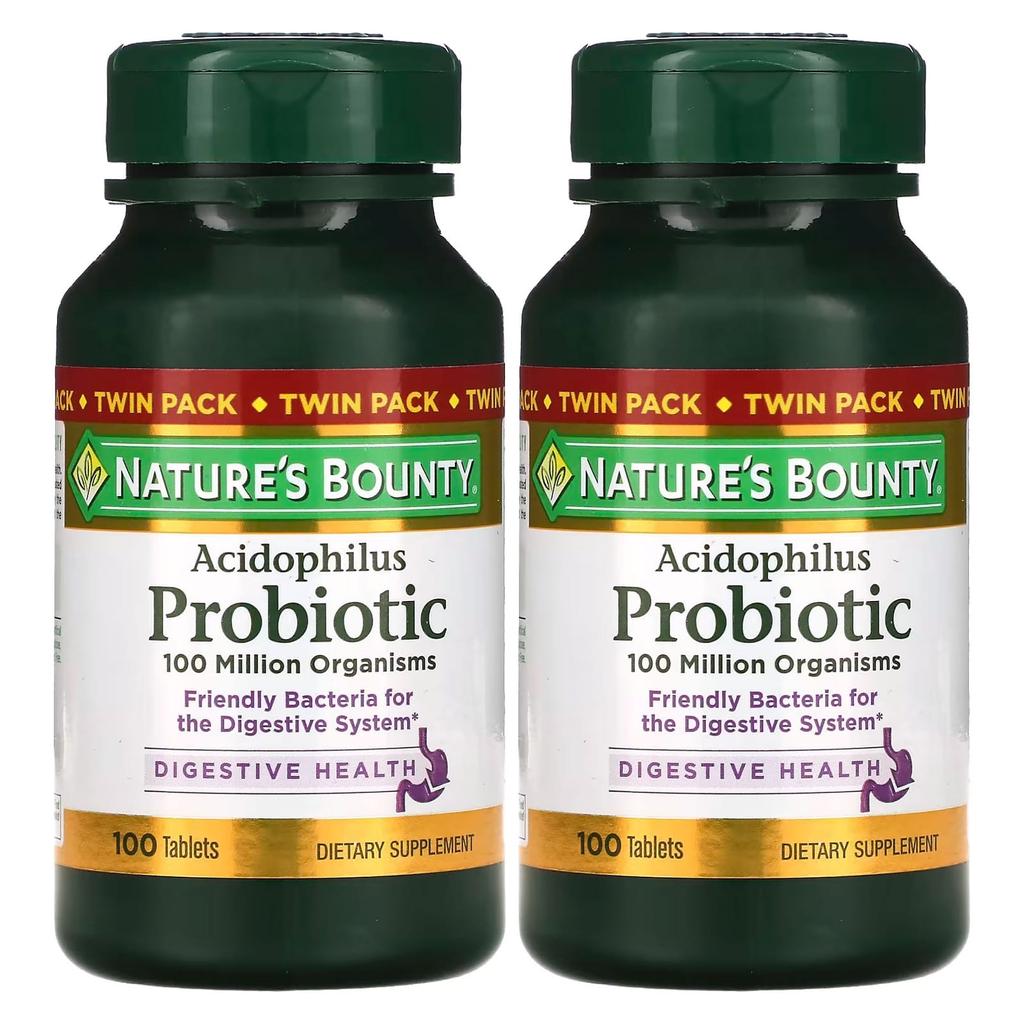 Nature'S Bounty, Acidophilus Probiotic, Twin Pack, 100 Tablets Each (0.5 Mg per Tablet)