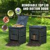 Garden Compost Bin 80 Gal, BPA Free Composter, Large Capacity Outdoor Composting Bin with Top Lid and Bottom Door, Easy Assembling, Lightweight, Fast