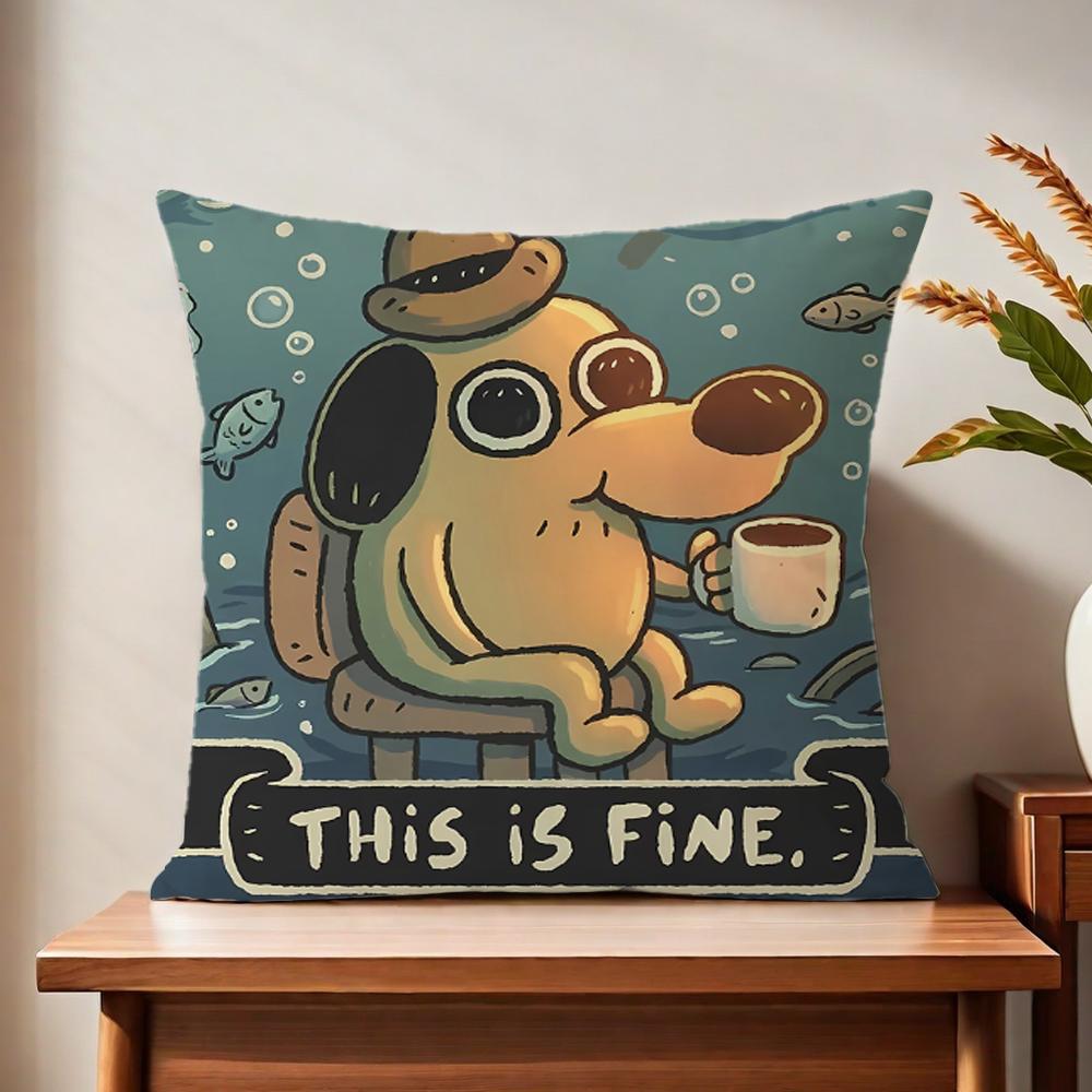 This Is F-Fine Meme Cushion Cover For Pillow Printing Sofa Decoration Home Car Room Coffee Shop Office Nordic Simplicity