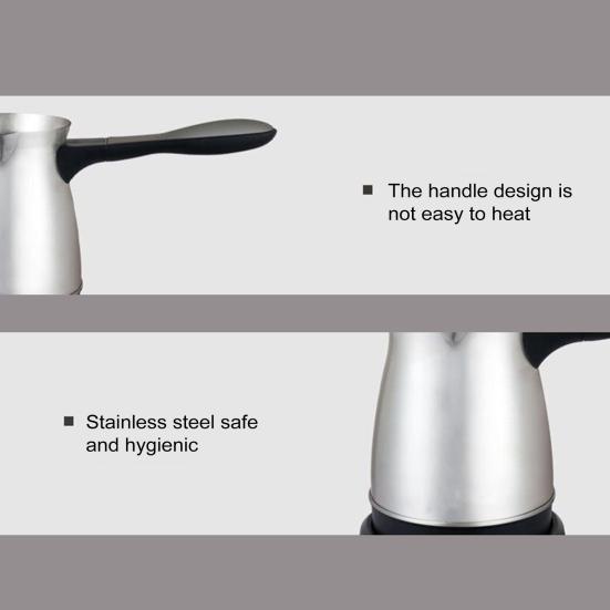 Stainless Steel Electric Coffee Pot 0.5L Large Capacity Coffee Maker Wax Melting Pot Heat-Resistant Handle Drip-Free Pour