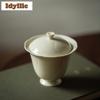90ml Ding-Ofen Jade-Orchidee Gaiwan Vintage Teekanne Haushalts-Teeschale mit Deckel Set Teezubereitung Abdeckschale Teeartikel Dekoration