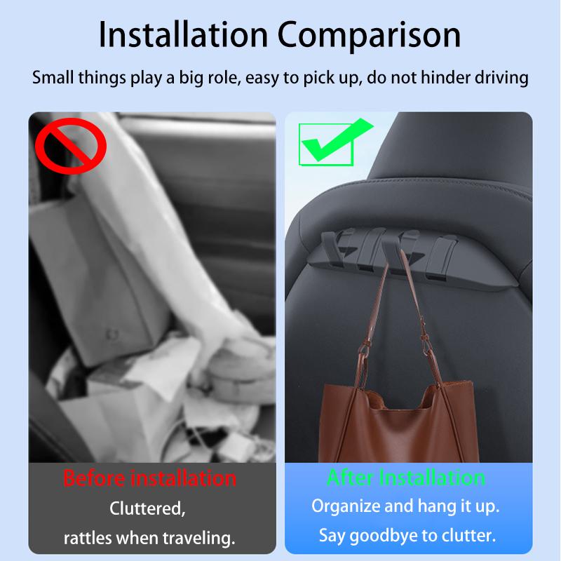 cfseh5 For Tesla Model Y Juniper 2025/Tesla Model 3/Y 2017-2026+ ABS Multi-Functional Rear Seat Folding Hidden Hook High-Capacity Hooks