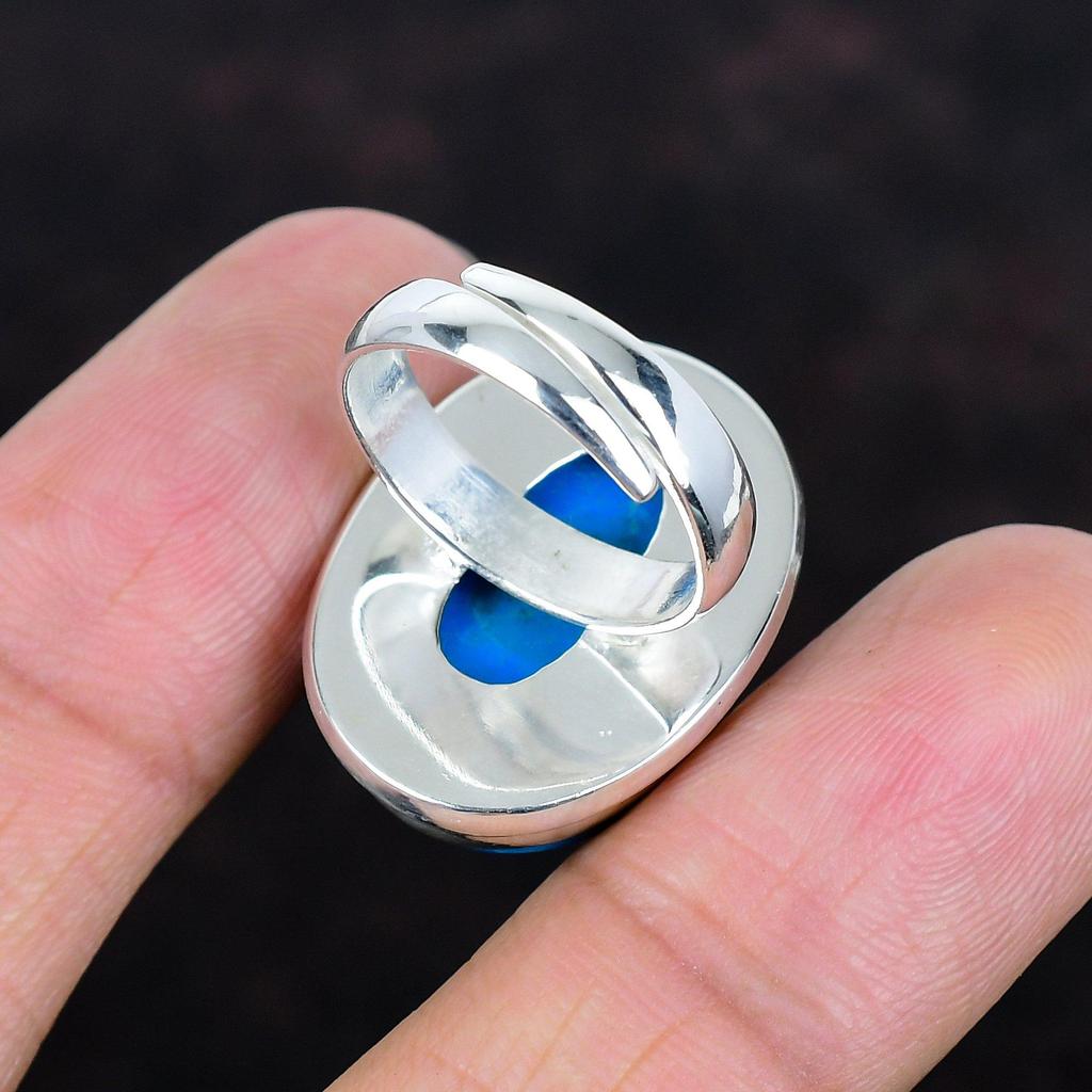 Sleeping beauty turquoise ring real gemstone jewelry 925 sterling silver ring adjustable ring handmade jewelry engagement ring gifts for him