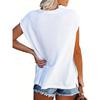 2026 Summer New Women's Solid Color Round Neck Pocket T-Shirt, Loose Casual Side Slit Short Sleeve