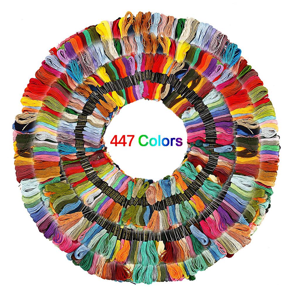 100/200/447 Stück Mischfarben Stickgarn Baumwolle Nähknäuel Handwerk Kreuzstich Stickgarn Set Linie DIY Werkzeuge Armbänder herstellen