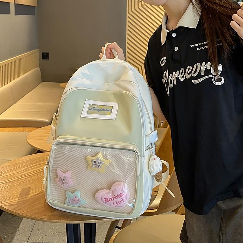 Farbblock Studenten Schultasche Damen Rucksack mit großer Kapazität