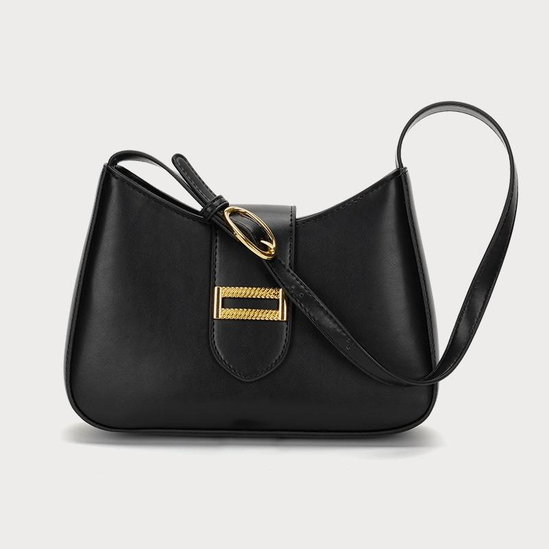Premium Sense Popular Single Shoulder Women's Bag Fashion Niche Light Luxury Messenger Women's Bag Solid Color Versatile Baguette Armpit Bag