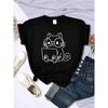 Careful Study Of Work Cat Sketches Women T-Shirt Personality Trend Casual Tee Clothing Street Creative Tops Female Short Sleeve