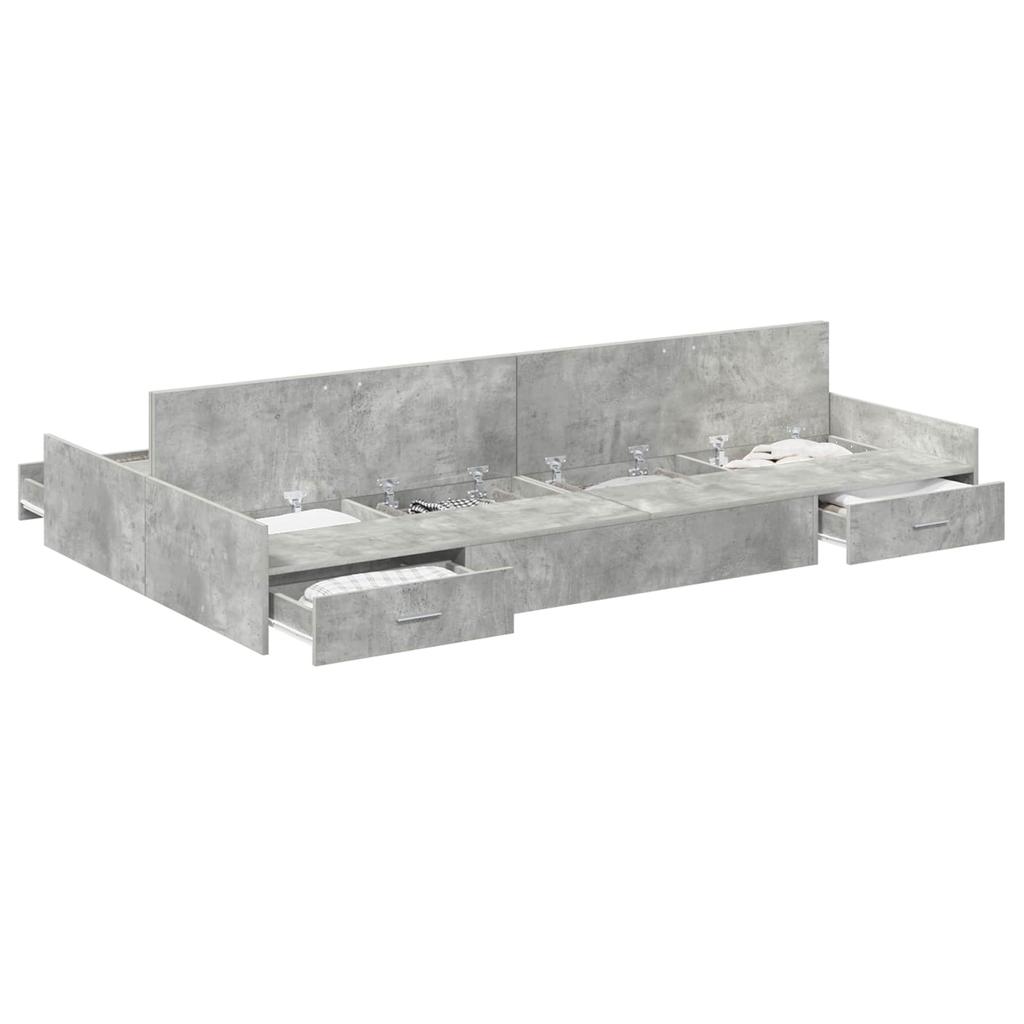 Storage Bed Frame Concrete Grey 120 x 190 cm Particleboard